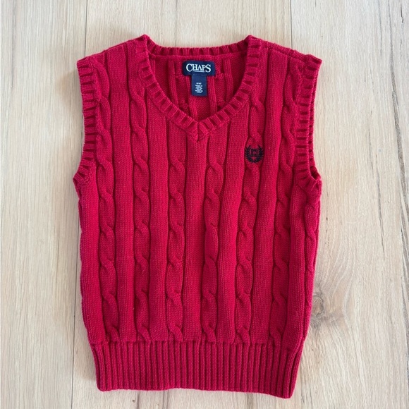 Chaps Red Sweater Vest 100% Cotton Size 4/4T - Picture 1 of 3